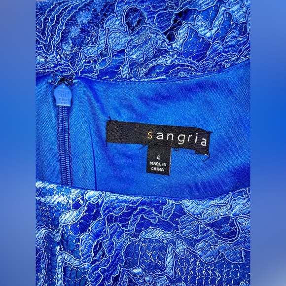 Sangria Size 4 Sleeveless Blue Lace Romper - Picture 2 of 2